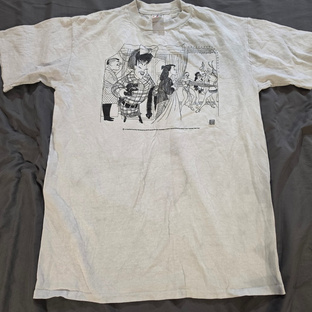 Vtg 90s Al Hirschfeld Margo Feiden Galleries Graphic T-Shirt XL‎ White USA Made